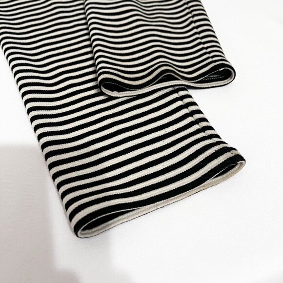 J JILL BLACK WEAREVER WHITE STRIPED STRETCH KNIT LONG CARDIGAN - L - Picture 8 of 10